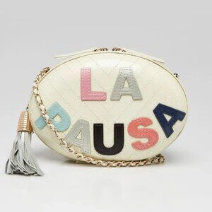 Chanel White Chevron Quilted Leather La Pausa Evening Bag